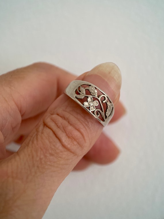 Art Nouveau Vintage sterling silver ring size 10,… - image 2