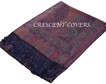 Regal Paisley Pashmina Luxury Viscose Shawl, Evening Wrap, Dupatta, Gift Ready