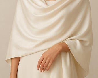 Chal de pashmina sedosa de viscosa color crema, elegante para bodas, regalo para damas de honor, 70 cm x 180 cm