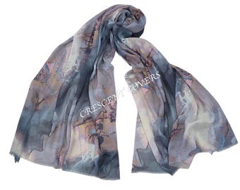 Luxury Water print Super soft Modal Patterned Hijab Scarf Wrap