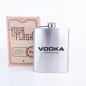 Roestvrijstalen kolf met gravure "Wodka Connecting People", grappige alcoholfles, cadeau voor drinkers, cadeau bruidsjonker, vrijgezellenfeest