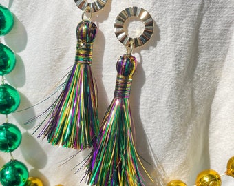 Mardi Gras Tinsel Earrings