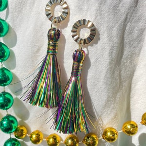 Mardi Gras Tinsel Earrings