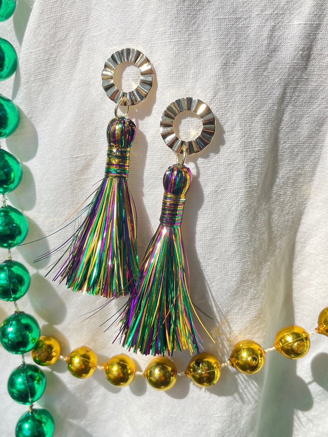 Mardi Gras Tinsel Earrings Etsy