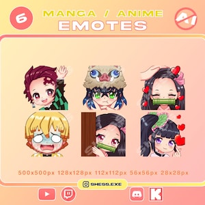 Paket mit 6 Emotes / Anime-Emote / Manga-Emote / Twitch-Emote / Discord-Emote / YouTube-Emote / Kick-Emote / Ohne KI