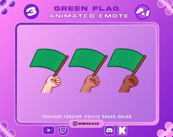 Green flag animated emote / 3 skin tone included / For Twitch, Discord, Youtube, Kick...