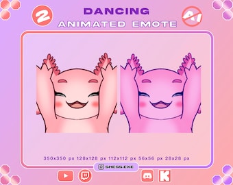 Animierte Tanz-Axolotl-Emotes – 2 Versionen verfügbar / Caramel Dansen / Für Twitch, Discord, YouTube, Kick...