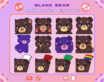 12 Bear Animated Emote Bundle | 12 Twitch Bear GIF