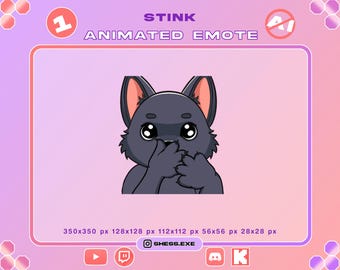 Geanimeerde zwarte wolf-emote | Stinkende stank GIF | Zwarte hond-emote