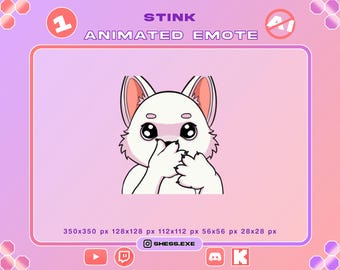 Animiertes Emote für weißen Wolf | GIF mit üblem Geruch | Emote für weißen Hund