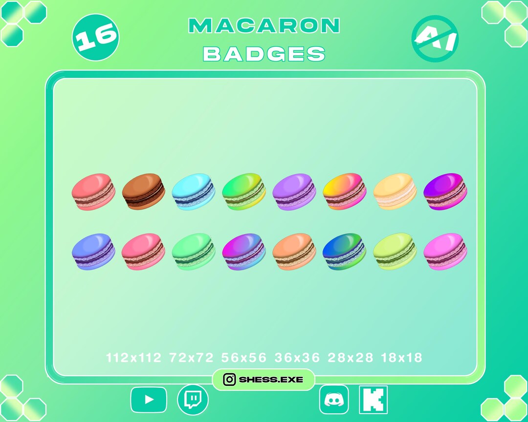 Pack 16 Sub Badges / Macaron Badges / Twitch Badge / Youtube Badge ...