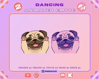 Geanimeerde dansende mopshond-emotes – 2 versies beschikbaar / Caramel Dansen / Voor Twitch, Discord, YouTube, Kick...