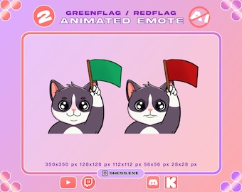 2 animierte Tuxedo-Cat-Emotes / Grüne Flagge / Rote Flagge / Für Twitch, Discord, YouTube, Kick...