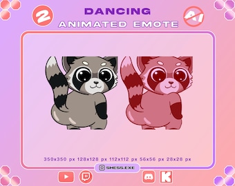 Animierte Waschbär-Emotes zum Tanzen – 2 Versionen verfügbar / Twerk / Für Twitch, Discord, YouTube, Kick...