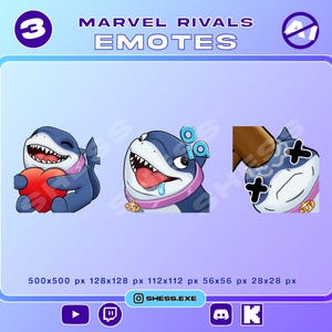 Jeff the Shark Emotes / Twitch Emote / Discord Emote / Youtube Emote / Kick Emote / No AI