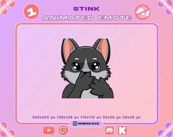 Geanimeerde grijze wolf-emote | Stinkende stank GIF | Zwarte hond-emote