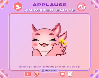 Animated Applause Axolotl emote / Clapclap emote / For Twitch, Discord, Youtube, Kick...