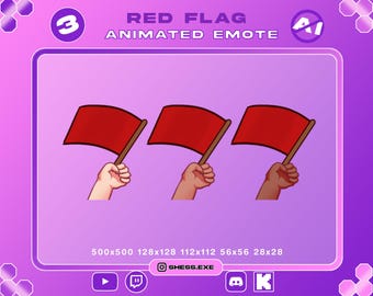 Red flag animated emote / 3 skin tone included / For Twitch, Discord, Youtube, Kick...
