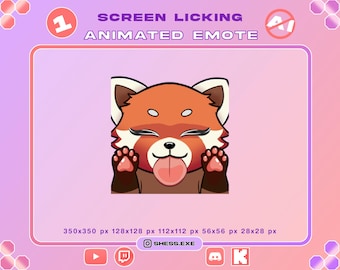 Animiertes Emote mit einem roten Panda | Emote, das den Bildschirm ableckt