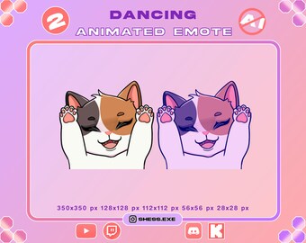 Animierte Tanz-Emotes mit dreifarbiger Katze – 2 Versionen verfügbar / Caramel Dansen / Für Twitch, Discord, YouTube, Kick...