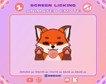 Animated fox emote | Screen licking Emote | fox GIF
