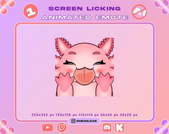Animated Axolotl emote | Screen licking Emote | Axolotl GIF