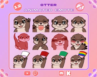 12 Otter animated Emote Bundle | Twitch Otter GIF