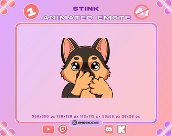 Animiertes Emote eines Deutschen Schäferhundes: Stinkender, übler Geruch (GIF)