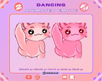 Animated Axolotl emotes – 2 versions available / Twerk / For Twitch, Discord, Youtube, Kick...