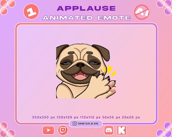 Geanimeerde applaudisserende mopshond-emote / Clapclap-emote / Voor Twitch, Discord, YouTube, Kick...