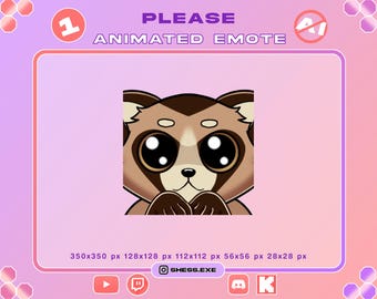 Animierte Tanuki-Emote | GIF mit flehenden Augen