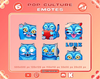 Paket mit 6 Emotes / Derpy Tiger Emote / Kpop Demon Hunters Emote / Twitch Emote / Discord Emote / YouTube Emote / Kick Emote
