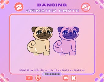 Animierte Tanz-Mops-Emotes – 2 Versionen verfügbar / Twerk / Für Twitch, Discord, YouTube, Kick...