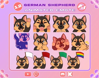 12 animierte Emotes mit Deutschen Schäferhunden | 12 Twitch-Hunde-GIFs