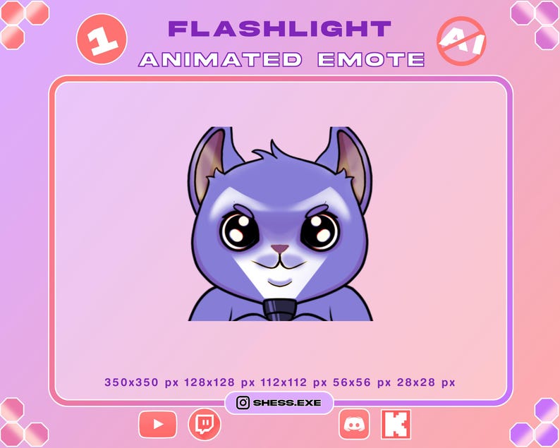 Animated White Cat Emote / Flashlight Emote / Cat Gif / Halloween ...