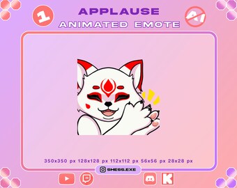 Animated Applause Kitsune emote / Clapclap emote / For Twitch, Discord, Youtube, Kick...