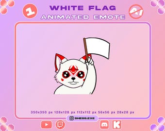 Kitsune Animated Emotes / White flag / For Twitch, Discord, Youtube, Kick...