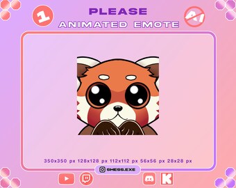 Animiertes Rotpanda-Emote | GIF mit flehenden Augen