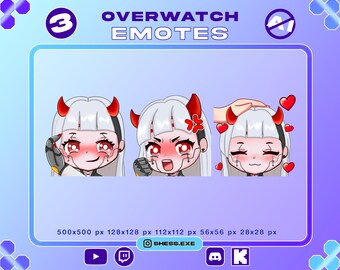 3 Shion Overwatch-emotes / Emotes voor Twitch, Discord, YouTube, Kick / Geen AI