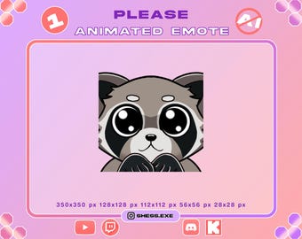 Animiertes Waschbär-Emote | GIF mit flehenden Augen