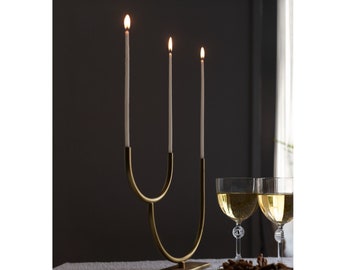 Minimal Candelabra | Modern Candlestick for Table Decoration | Table Top Decor | Dining Candles |  Gold Wedding & Celebration Decor