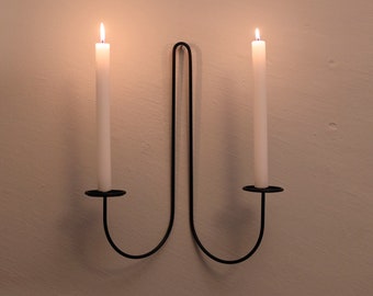 Minimal Black Wall Candle Sconce | Rustic Living Room Decoration | Handcrafted Sconce Candlesticks