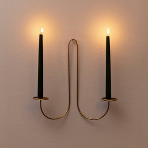 Minimal Wall Sconce Candleholder | Rustic Living Room Decoration | Handcrafted Brass Plated Sconce Candlesticks