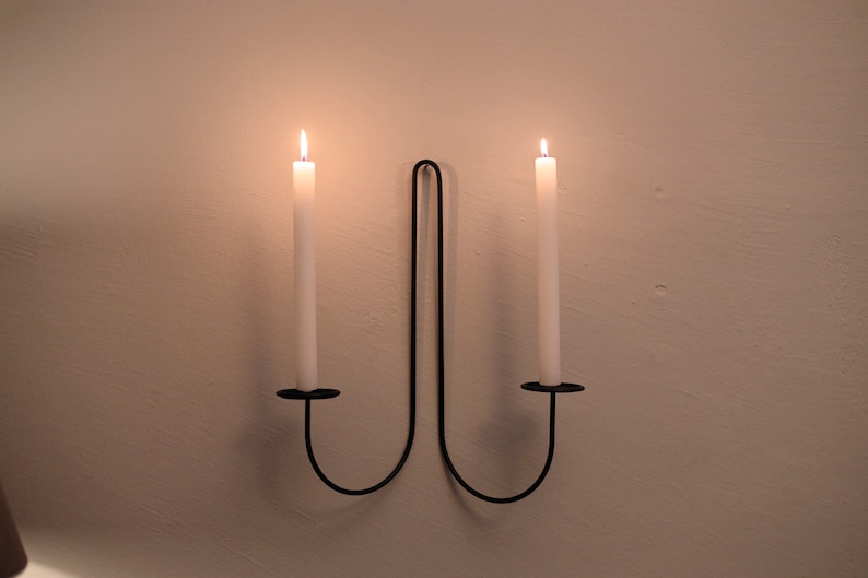 Minimal Black Wall Candle Sconce Rustic Living Room Decoration