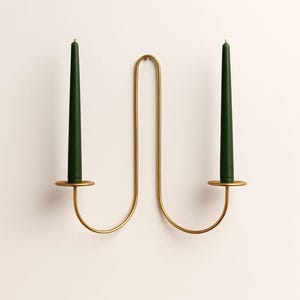 Minimal Wall Sconce Candleholder | French Cottage Decor | Rustic Living Room Decoration | Handcrafted Brass Plated Sconce Candlesticks