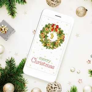 スマートフォンのメール用クリスマスデジタルカード / メリークリスマス電子カード / ハッピーホリデー電子カード / 即時ダウンロード
