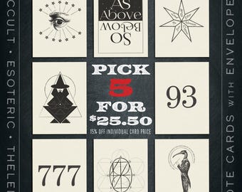 Pick 5 Occult/Thelema Notecards