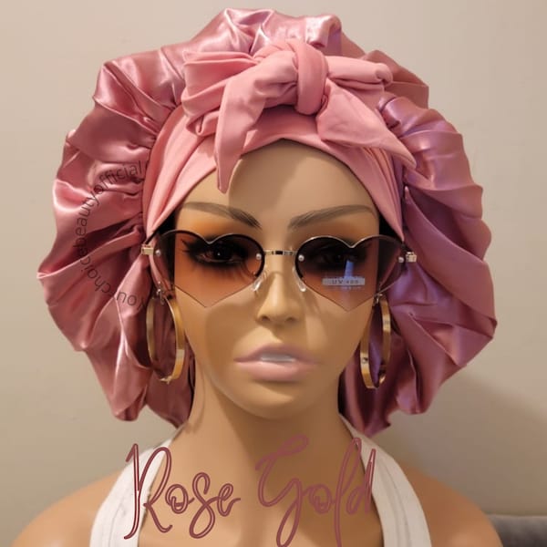 Satin Bonnet with Stretch Ties | Large Satin Bonnet Single Layer