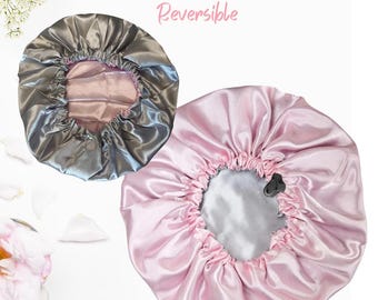 Silky Satin Bonnet for Adult, Double layer Hair Bonnet, Reversible stain bonnet for Natural Hair, Bonnet For Curly Hair