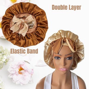 Reversible Silk Satin Bonnet Hair Caps Double layer Adjustable Head Cover, Satin Headwear Sleeping NightCaps Protects hair.